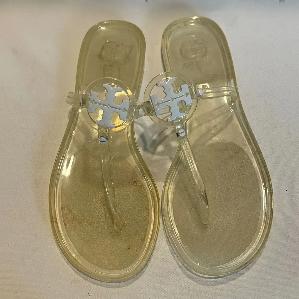 Tory Burch Clear Jelly Logo Thong Sandals